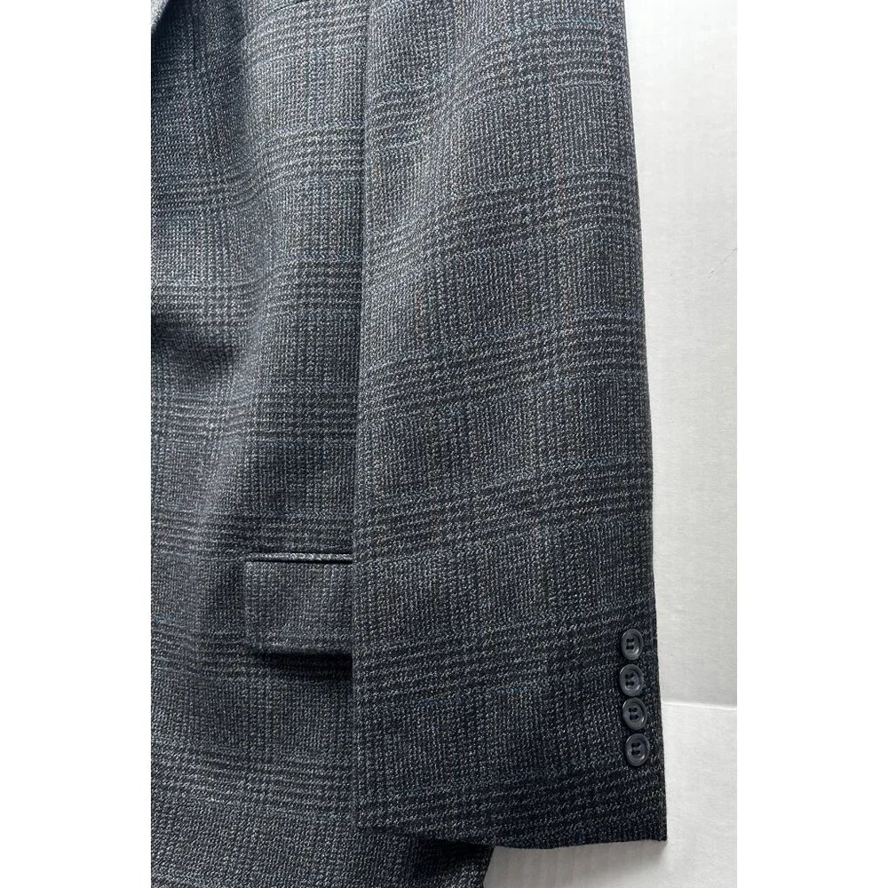 Joseph & Feiss Blazer Mens 44 100%‎ Lambswool Blazer Gray Glen Plaid Sport Coat